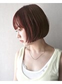 ショートボブミニボブチェリーレッドブラウンダブルカラー