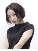 ショート　ボブ　透け感　前髪なし　