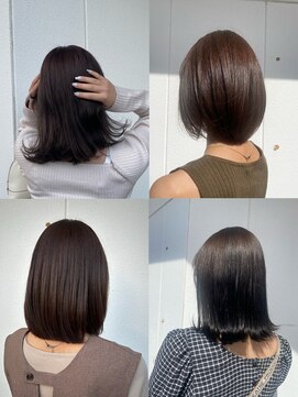 美容室フルール 30代40代ミディアムウルフ乾かすだけアッシュグレージュ透明感