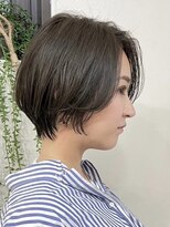 白髪ぼかし/ひし形/癖毛/大人ショートボブ/60代50代40代