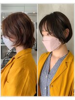 くびれレイヤーエモージュ薄めバングアッシュベージュ  縮毛矯正
