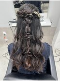 ハーフアップ/アップヘア/ローポニー/結婚式ヘアセット