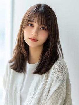 ビューティシモ 所沢(Beautissimo) グレージュカラー セミロング レイヤーカット 艶髪 20代