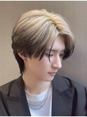 毛流れセンターパート/エンドカラー/メンズカット/メンズヘア