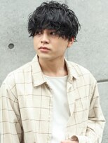 黒髪 マッシュショート ツーブロック 刈り上げ パーマ【山岸】