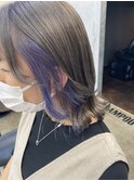 ブルーパープル×グレージュ/インナーグレージュ