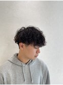 メンズ人気スタイル 波巻きパーマ×刈り上げマッシュ