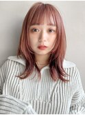 美髪ミニウルフチェリーブラウンミディアムレイヤーa