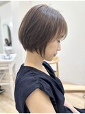 Say.ショートボブホワイトグレージュミニウルフぱっつん前髪青山