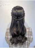 ハーフアップ 編み込みヘア デートヘア イベントヘア ライブヘア