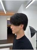 センターパート　ニュアンスパーマ　面長男性
