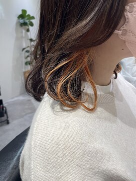 エラマ ヘアメゾン(elama hair maison) elama ミディアム×オレンジインナーカラー