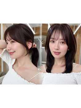 小顔カットは【D'L】にお任せ!前髪と顔周りの+αのデザインで、小顔効果&可愛さ大幅UP！