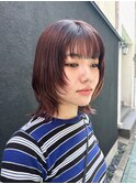 【白石】ブリーチなしレッドブラウンウルフ暖色原宿10代20代