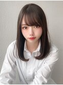 小顔流し前髪顔まわりカット大人可愛いミディアムワンカール