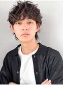 ◎サーフカールスパイキーショートブルーブラックフェザーパーマ