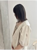 YOKE ぱつっと切りっぱなしボブ結べるボブネイビーグレージュ