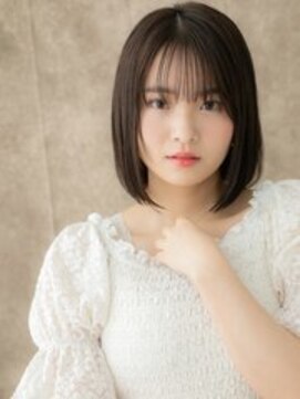 カバーヘア ブリス 志木南口駅前店(COVER HAIR bliss) シースルーバングレイヤーカット黒髪前下がりボブ30代40代W志木