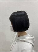 黒髪ボブカット＊切りっぱなし黒髪ボブヘア＊小顔ミニボブヘア