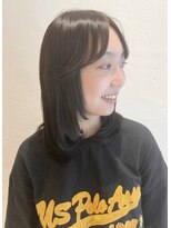 アロマ ヘアー ルーム 新宿店(AROMA hair room)&nbsp;グレージュカラーレイヤーミディ斜めバング/新宿/新宿西口