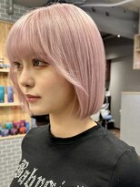 リノショアーズ 元町店(RINOSHORES)&nbsp;切りっぱなしショートボブ×ハイトーンカラーペールピンク