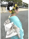 成人式卒業式ヘア★振袖袴着付けヘアセット　水引金箔