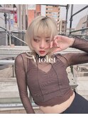 ウルフレイヤーワイドバングホワイトブリーチくびれ外ハネ