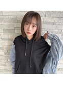 10代 20代 切りっぱなしボブ グレージュ