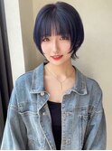 パープル ブルー 寒色系 ウルフ フェイスレイヤー ブリーチ