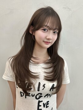 ライン(LINE) 韓国風/レイヤー/前髪カット/オリーブ/透明感/ハッシュカット