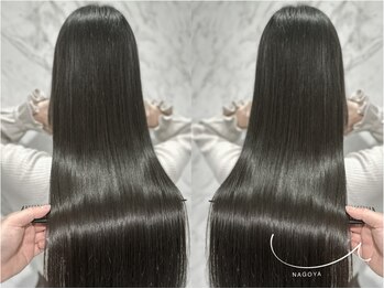 ユーナゴヤ(u nagoya)の写真/【名古屋駅1分】髪質改善特化店のダメージレスな縮毛矯正。湿気や傷みで広がる髪がうるつやストレート☆