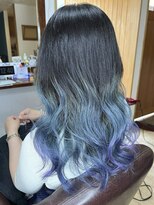 ブレイズヘアー(BLAZEhair)&nbsp;【色落ち重視】ブルーエアタッチグラデーション×ブリーチ２回