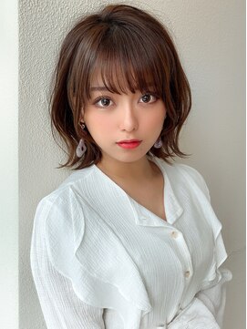 アフロート ディル(AFLOAT D'L) 大人かわいいボブ フェザーバング カーキグレージュ