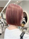 ダブルカラーピンクベージュベージュカラーケアブリーチレイヤー