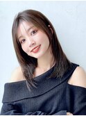透明感カラーくびれロング似合わせカットミディアムレイヤー