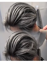 ステラ(STELLA)&nbsp;メンズ/バレイヤージュ/センターパート/ブリーチ＆ダブルカラー