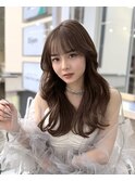 韓国顔まわりレイヤーカットグレージュオリーブベージュブラウン