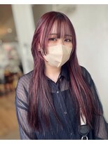 エイン(EYN) ワインレッド×コットンピンク/インナーカラー/姫カット