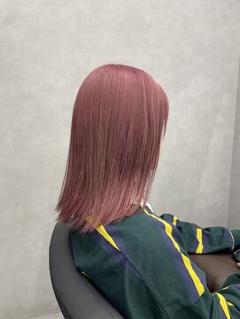 ファイブバイジエクト 堀江(FIVE by The Ect) ピンクカラー　ブリーチカラー　ピンクアッシュ　くすみピンク