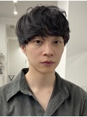 マッシュパーマ/スペインカールニュアンスパーマ/ダークアッシュ