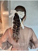 【ダブルポニーテール】/結婚式/二次会/同窓会/銀座/ヘアセット