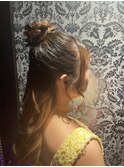 お団子ハーフアップ