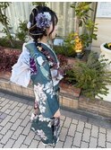 振袖着付けメイクアレンジヘア編み下ろしエクステ