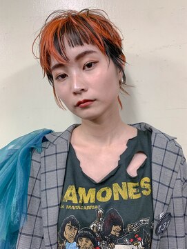 テトヘアー(teto hair) エッジショート、オレンジ、ハイライト、ローライト