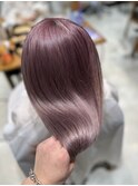 美髪カールシアーカラーピンクブラウンエアリーロングセミディ