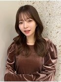 ふんわり韓国巻き髪ロング/艶ショコラブラウン/シースルーバング