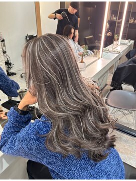 ブレンド 渋谷(BLend) ホワイトグレージュミニウルフデジタルパーマチェリーブラウン