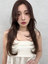 エジョン 三鷹店(Aejon)&nbsp;顔まわりレイヤーカット姫カットレイヤーアプリコットオレンジ