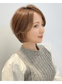 大人可愛い小顔似合わせカットブリーチなしショコラアッシュボブ