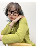 ボブ/大人かわいい/フェザーバング/透け感グレージュ